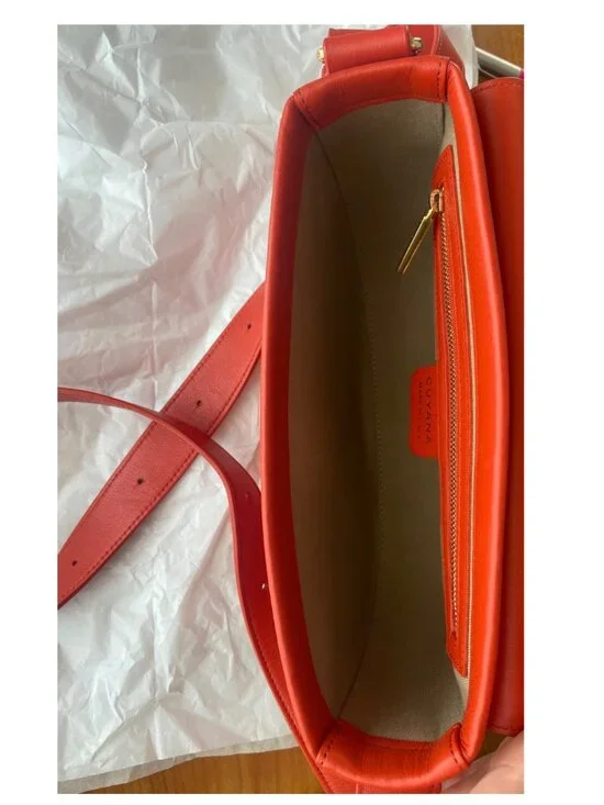 EUC Cuyana Half-Moon Shoulder Bag in Blood Orange - Picture 6 of 11